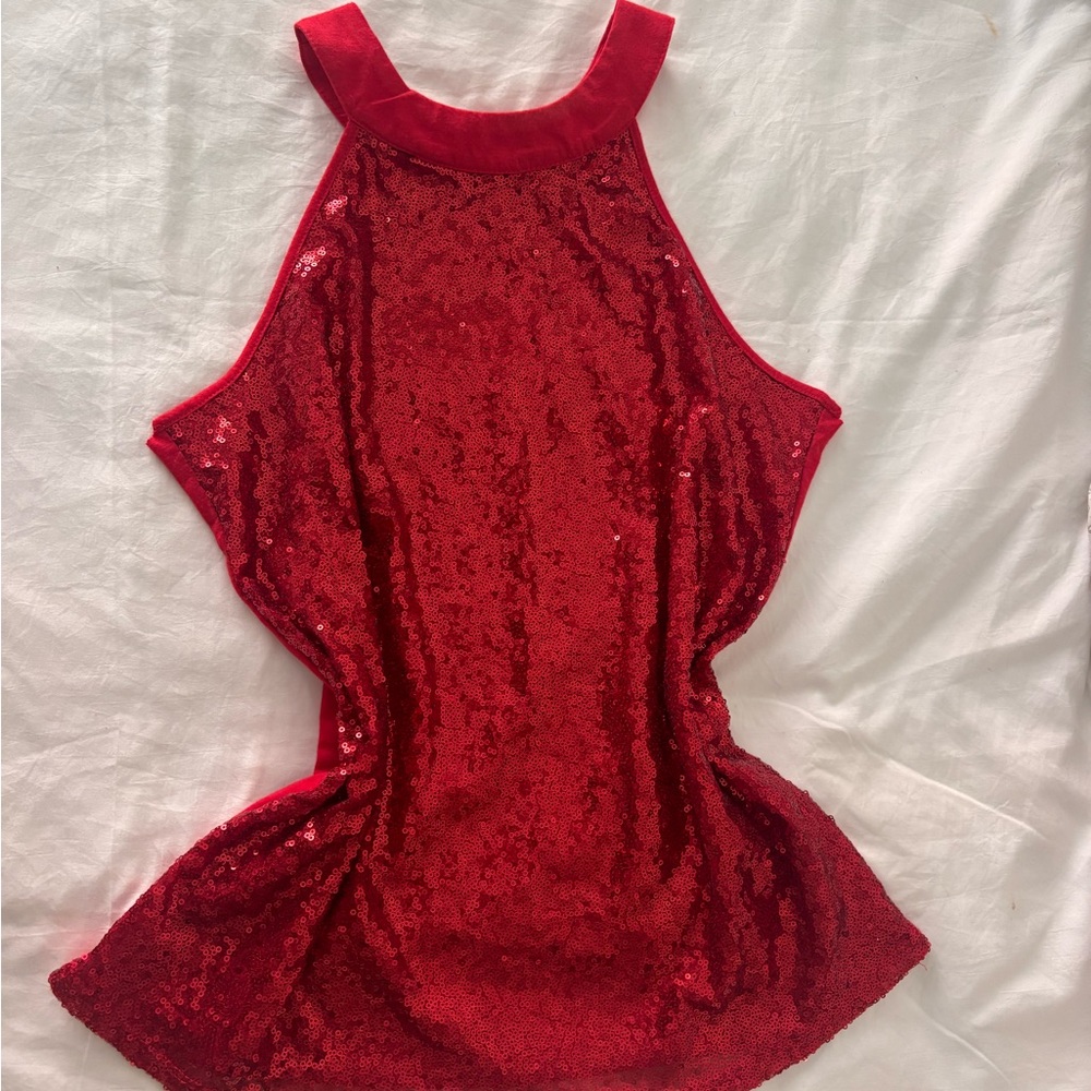 Red Sequin Halter Top